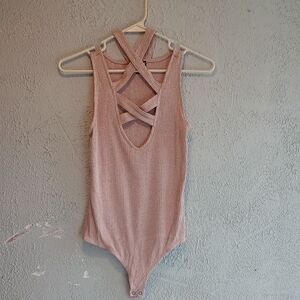 Express Blush Ribbed Knit Top